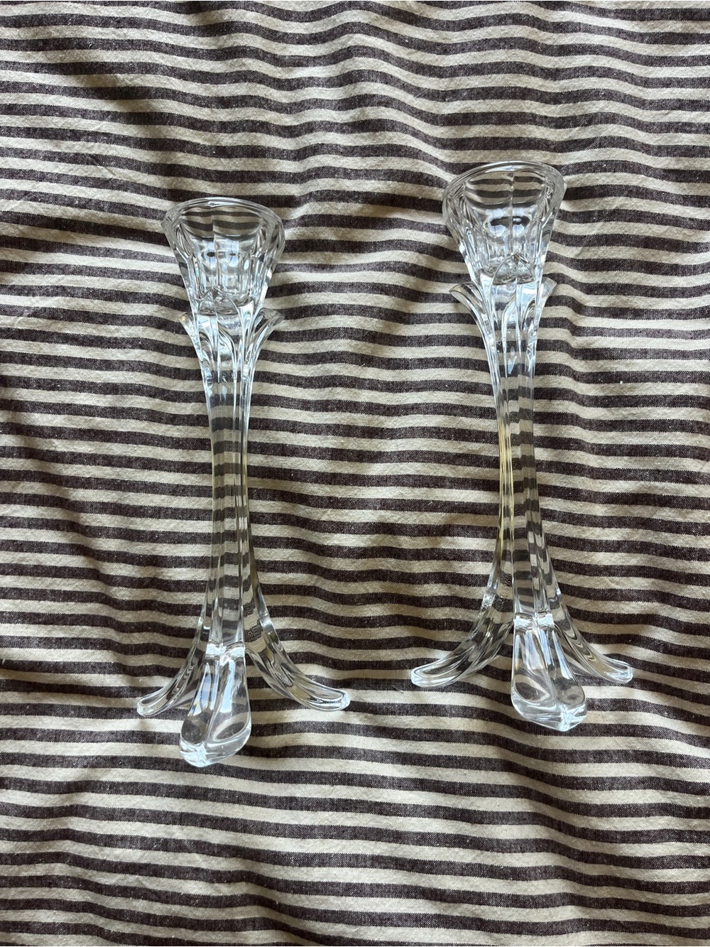 Crystal Clear Glass Candlestick Pair - Clear